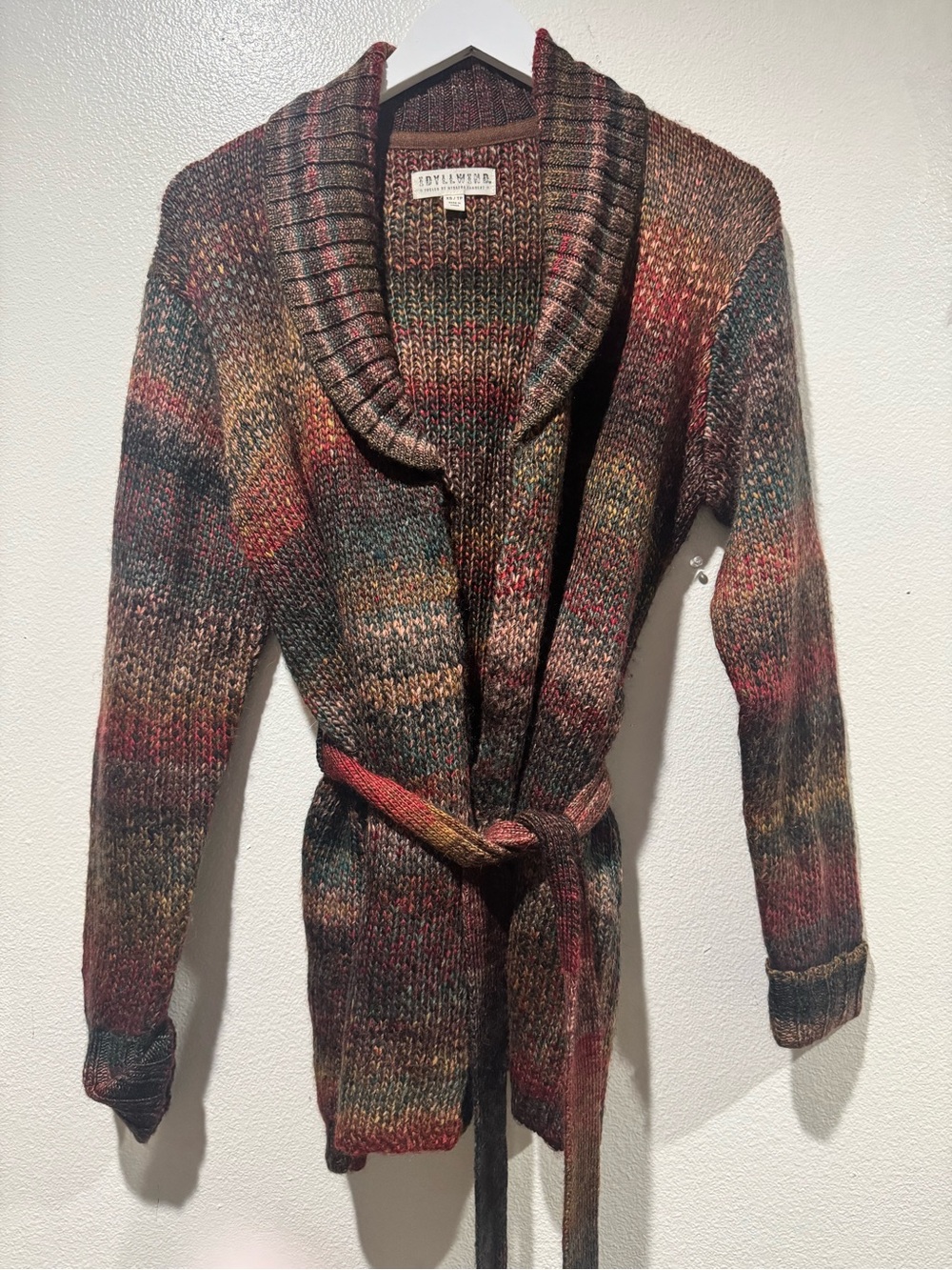 Idyllwind Multicolor Shawl Collar Belted Knit Cardigan